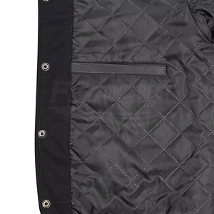 New Arrival Winter Solid Black <b>White</b> Color Personalized Lettermen Varsity Baseball <b>Jacket</b> Stand Collar OEM Service Low MOQ - Product Image 5