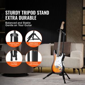 Supporto per Chitarra a Treppiede con Capacità di Carico di 15 kg, Espositore Pieghevole da Pavimento in Ferro, 35,4-47,2 Pollici/900-1200 mm - Product Image 2