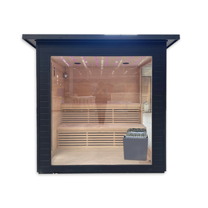 Sauna Tradizionale Personalizzata per 4-6 Persone, Grande, in Ferro e <span class=keywords><strong>Legno</strong></span> Nero con Stufa, per Esterni - Product Image 4
