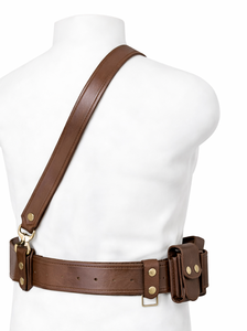 Ceinture à bandoulière en cuir véritable marron avec sangle – Accessoire de tenue formelle réglable pour les événements et le quotidien - Product Image 2