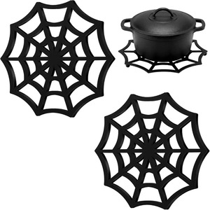 2 Piezas de Salvamanteles de Hierro Fundido Negro Mate con Diseño de Telaraña, Resistentes al Calor, para Ollas, Sartenes y Hornillos, Salvamanteles Decorativos con un Elegante Diseño - Product Image 1