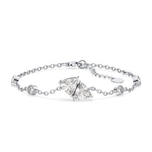 REYES Luxury Trillion Cut 3.13 Carat Moissanite Lobster Lock Chain <b>Bracelet</b> 925 Sterling <b>Silver</b> 14K Gold Rhodium Plated Jewelry - Product Image 1