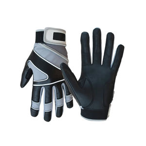 Gants de frappeur de baseball en cuir de qualité supérieure pour hommes, fermeture auto-agrippante, légers et durables, design respirant, couleur noire - Product Image 3