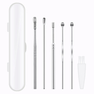 Kit de Limpieza de Oídos Portátil y Ecológico de Acero Inoxidable, 5 Herramientas de Precisión Reutilizables para el Cuidado Diario de la Higiene Auditiva - Product Image 1