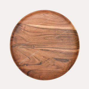 Assiettes en bois de forme ronde à l'aspect simple fait à la main avec des nuances de tailles personnalisées d'assiettes de chargeur en bois de l'Inde - Product Image 1