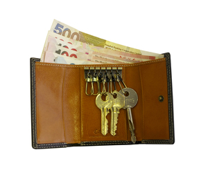 Top Quality Castello Unisex Key Holder <b>Wallet</b> Genuine Cowhide Vegetable Tanned Leather S/Snap New Release 5 Colors Polyester - Product Image 3