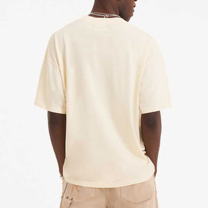 T-shirt Homme Personnalisé Coupe Boxy Oversize en Coton, Épaules Tombantes, Style Streetwear, Col Rond Côtelé Uni – Vente en Gros - Product Image 3