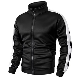 OEM Men's Casual Tracksuit Black Red Hoodie Zipper Jacket Elastic Waist Pants Solid Color Full Length Jogger Set Autumn Wear - Product Image 3