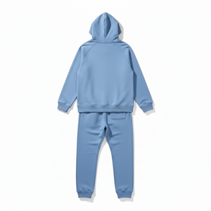 Sweat-shirt à capuche et pantalon de survêtement en molleton bleu doux en coton personnalisé unisexe pour homme, style streetwear - Product Image 5