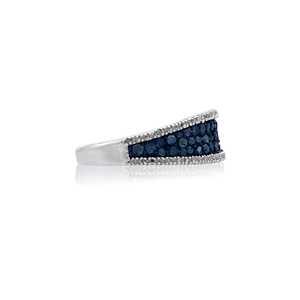 Bague de fiançailles et de mariage pour femme en argent sterling 925 avec diamant naturel blanc et bleu taille ronde de 1,02 carat – Vente en gros - Product Image 2