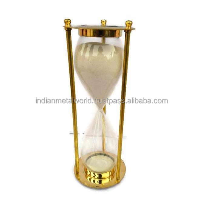 New Golden Custom 24 Hours Glass Vintage Brass Metal Antique Rotating Decorative Hourglass Sand Timer