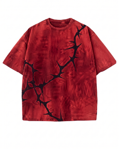 เสื้อยืดคอกลมโอเวอร์ไซส์สีแดงพิมพ์โลโก้ตามสั่งสำหรับผู้ชาย OEM ปี 2026 แขนยาวแบบปกติ สไตล์สตรีท - Product Image 4
