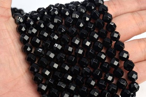 Cuentas de Ágata Negra, Piedras Preciosas Naturales Genuinas, Cuentas Sueltas Facetadas Redondas y Cuadradas, Hilo Completo de 15 Pulgadas, Lote al por Mayor - Product Image 2