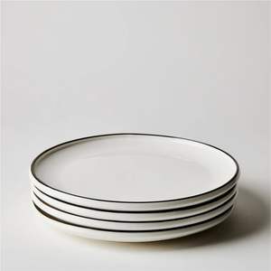 Wholesale Nordic Minimalist Metal Enamel <b>Charger</b> <b>Plate</b> White Underplate with Black Rim for Wedding Event &Luxury Hotel Tableware - Product Image 1