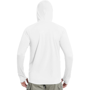 Nouveauté : Chemise de pêche à manches longues pour homme avec capuche, protection solaire UPF 50, anti-UV, séchage rapide, avec masque facial, bleu - Product Image 6