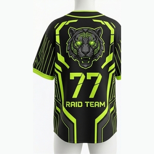 Maillot de baseball personnalisé de haute qualité pour homme, manches courtes, noir et vert fluo, impression par sublimation, séchage rapide, coupe classique, toutes saisons - Product Image 2