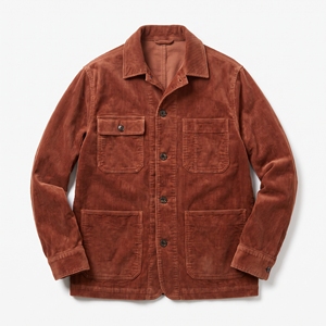 <b>Brown</b> <b>Corduroy</b> 100% Cotton Men's <b>Jacket</b> Turn-Down Collar Button Front Solid Casual Workwear Outerwear OEM Service for Autumn - Product Image 1