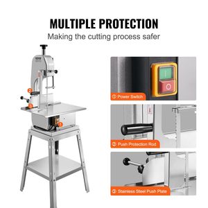 Affettatrice Elettrica per Carne 850W in Acciaio Inox, Tagliatrice Verticale con Piano di Lavoro 48,5x38 cm, Spessore di Taglio 18 cm, Include 5 Lame per Affettare - Product Image 6