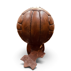 ANTIQUE BROWN - <b>MINI</b> Soccer Football 18P - Antique Vintage Classic Retro 100% Cow Leather Football 18 Panels Size 2 - Product Image 1