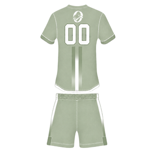 Conjunto de Rugby Verde Salvia y Blanco, Jersey de Manga Corta con Cierre Frontal, Pantalones Cortos a Juego, Uniforme Deportivo Transpirable para Entrenamiento de Equipo - Product Image 2