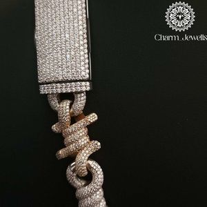 Collar de Moissanita para Hombre Charm Jewels, Plata con Baño de Oro de 14K, Cadena de Eslabones Redondos, Estilo Hip Hop, Corte Brillante, Engaste de Garra, IGI - Product Image 2