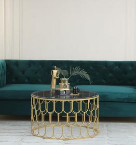 Modern <b>Round</b> Brass <b>Console</b> <b>Table</b> with Tempered Glass Top Contemporary Living Room Furniture Decorative Accent Piece - Product Image 1