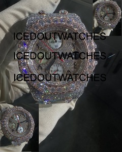 Reloj de Lujo con Moissanita VVS, Caja Redonda de Acero Inoxidable y Cristal, Resistente al Agua 10 Bar, Estilo Hip-Hop, con Cierre de Pulsera - Product Image 1