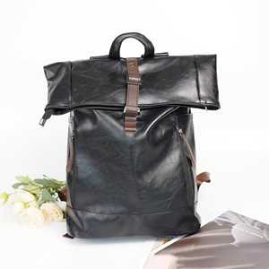 Genuine Leather Roll Top <b>Backpack</b> Retro Cowhide Travel Rucksack Mens Waterproof Laptop Bag Outdoor Gear LTBP-0088 - Product Image 1