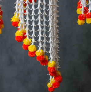 Candelabro de Caléndula Artificial Hecho a Mano en India, Decoración para el Hogar, Bodas, Templos, Escenarios, Navidad, Año Nuevo, Inauguración de Casa, Fiestas - Product Image 5