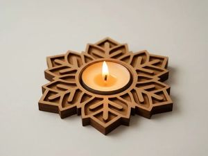 Support de bougie chauffe-plat en bois motif flocon de neige pour la maison, les mariages, les cadeaux festifs, bol à bougie fait main pour la décoration de table et l'aromathérapie - Product Image 6