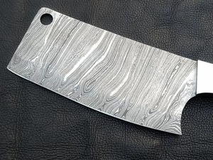 Custom Handmade Modern Cleaver Damascus Steel Blade 7inch Ambidextrous Wooden Handle 3.0mm Thick Extra <b>Sharp</b> Dishwasher Safe - Product Image 4