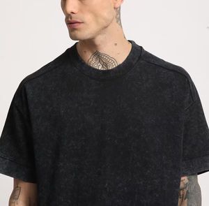 Camiseta de Hombre con Logotipo Personalizado OEM, Lavado Ácido, Ecológica, Transpirable, Estilo Urbano, Talla Grande - Product Image 6