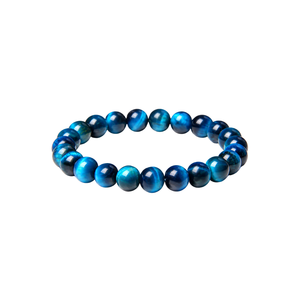 Pulsera Elástica de Piedras de Ojo de Tigre Azul SoulWise, Joyería Boho de Maharashtra para Hombre y Mujer - Product Image 1