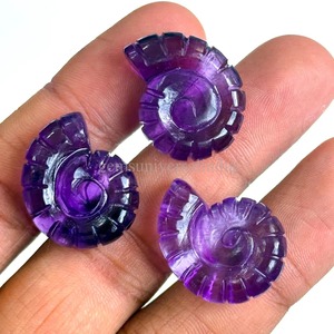 Coquille de conque en améthyste violette naturelle 25 mm, pierre précieuse sculptée à la main, pierre brute pour la fabrication de bijoux, vente en gros, approvisionnement en vrac - Product Image 3
