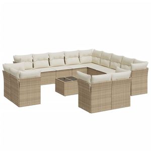 Conjunto de Sofás de Jardín de Ratán Beige para 10 Personas, Muebles de Exterior Resistentes a la Intemperie, Diseño Contemporáneo - Product Image 6