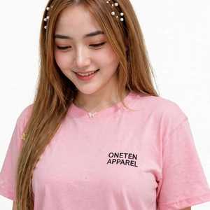 Oneten Apparel Camiseta de manga corta con cuello redondo y estampado de letras rosas para mujer, camiseta informal holgada de verano - Product Image 6