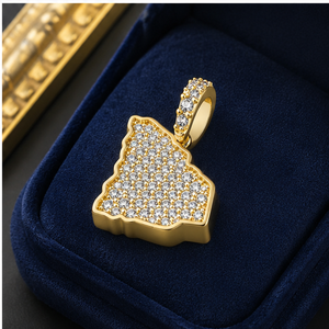 Collar personalizado de oro macizo de 14K estilo hip hop con mapa de Carolina del Sur con diamantes naturales y colgantes finos. - Product Image 5
