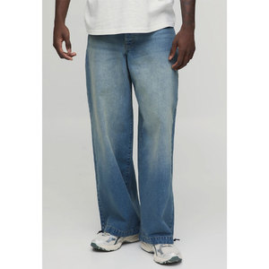 Jean en denim délavé coupe droite pour homme, taille mi-haute, en coton, style décontracté, collection automne - Product Image 1