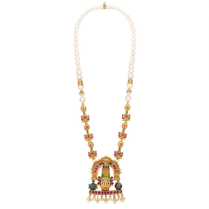 Fashion <b>Jewelry</b> <b>Set</b> Traditional Matte Pota Stone and <b>Pearl</b> Temple Long Necklace - Product Image 1