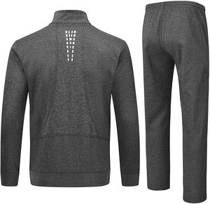 Sjolida Men's Grey Tracksuit Full <b>Zip</b> <b>Jogger</b> Set Solid Color Casual Sportswear <b>with</b> Side <b>Pockets</b> Regular Fit Autumn Wear - Product Image 5