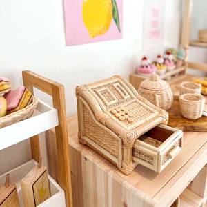 Modèle unique de caisse enregistreuse en bois, jouets, prix le plus bas, vente exceptionnelle, caisse enregistreuse en rotin naturel pour jeu de rôle pour enfants - Product Image 5