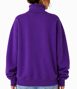 Sudadera con capucha de cuello alto de punto extragrande personalizada para mujer, venta al por mayor con marca privada - Product Image 2