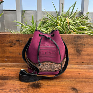 Boot Stitch Suede <b>Leather</b> Women's Cross-body Portable Bucket Bags Large Capacity Vintage Hand <b>Tooled</b> <b>Leather</b> Purses & Handbags - Product Image 3