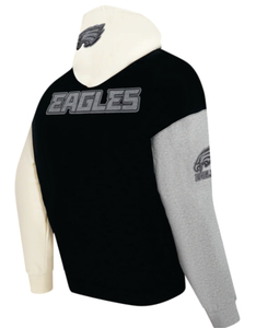 Unisex <b>Black</b> Solid <b>Fleece</b> Zip-Up Hoodie Eagle Embroidered Logo Raglan Sleeve Casual Sweatshirt Regular Fit Winter Wear <b>BLACK</b> - Product Image 2