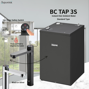 Dispensador de Agua Bajo Fregadero BC TAP 3S de 750W, Agua Caliente/Amplia Temperatura, Filtrada, 110-240V, Acero Inoxidable, para Hotel y Hogar - Product Image 1