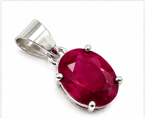 <b>Ruby</b> Quartz Oval 925 Sterling Silver Pendant, Faceted Pink Red Quartz Gemstone Pendant, Handmade Sterling Silver <b>Necklace</b> Charm - Product Image 1