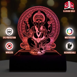 Lampe décorative LED 3D Illusion Ganesh Murti pour tableau de bord de voiture, alimentée par USB, la plus vendue, disponible à la vente - Product Image 4