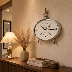 <b>Clock</b> Vintage Silver Oval Table <b>Clock</b> Quartz Analog Desktop Timepiece Decorative Mantel <b>Clock</b> for Home Office Living Room Decor - Product Image 1