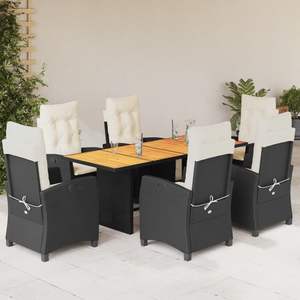 Juego de Comedor para Jardín en Negro y Blanco Crema para Muebles de Patio - Product Image 1