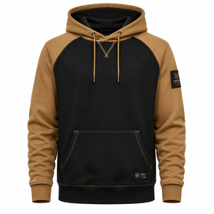 เสื้อฮู้ดบล็อกสีดำและสีน้ำตาลสำหรับผู้ชาย Urban Division พร้อมแผ่นโลโก้ที่แขนซ้าย - Product Image 1